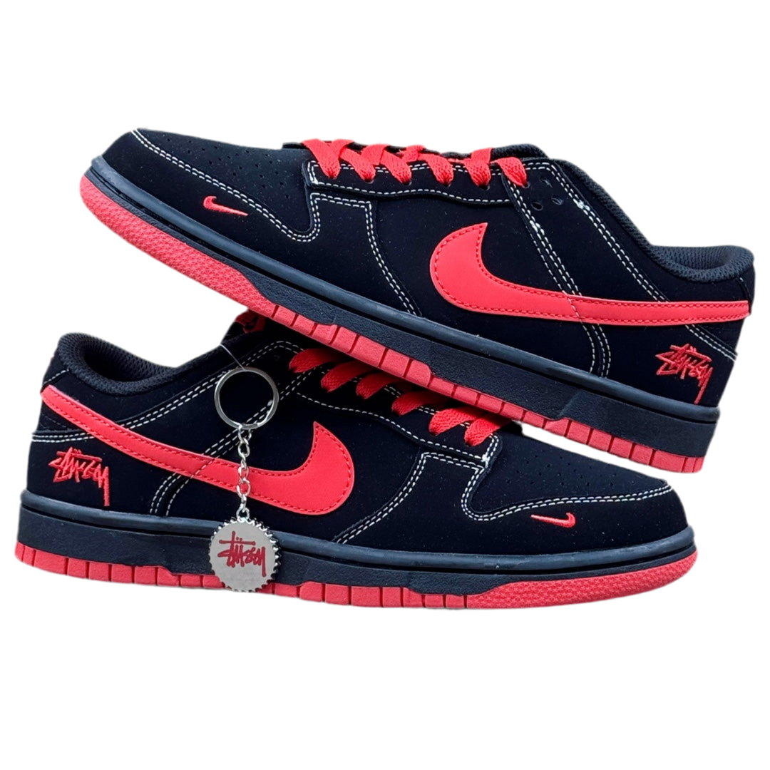 Nike SB Dunk Low Black and Red Stussy