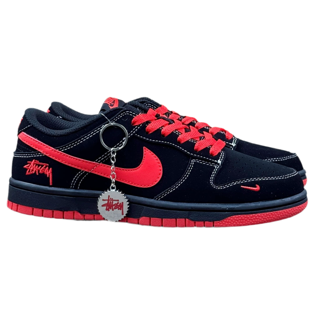 Nike SB Dunk Low Black and Red Stussy